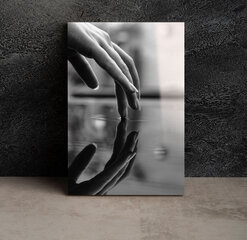 Stiklinė sienų dekoracija rankų delnų vanduo juodai baltas 23x36 cm kaina ir informacija | Interjero detalės | pigu.lt