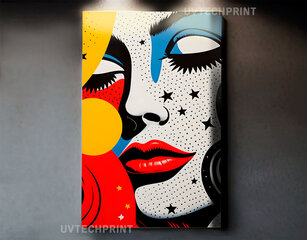 Stiklinė sienų dekoracija moteris pop art burna komiksas retro 60x90 cm kaina ir informacija | Interjero detalės | pigu.lt