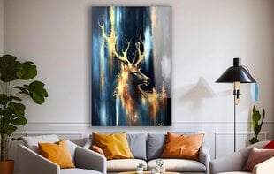 Stiklinė sienų dekoracija elnio aukso granata juodame fone 60x90 cm цена и информация | Детали интерьера | pigu.lt