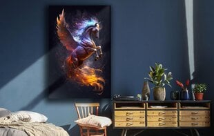 Stiklinė sienų dekoracija vienaragis juodame fone aukso spalva 83x130 cm цена и информация | Детали интерьера | pigu.lt