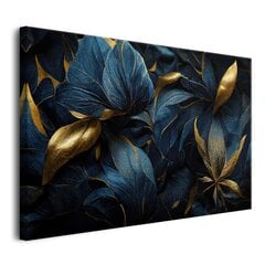 Drobė sienų tapyba gyvenamajame kambaryje gėlės palieka aukso 80x120cm kaina ir informacija | Reprodukcijos, paveikslai | pigu.lt