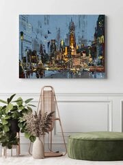 Modernus drobės sienų tapyba gyvenamajame kambaryje Miestas naktį 80x120cm kaina ir informacija | Reprodukcijos, paveikslai | pigu.lt