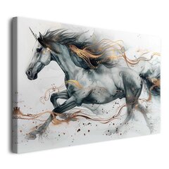 Drobė sieninė tapyba gyvenamajame kambaryje arklio galopas aukso 80x120cm цена и информация | Репродукции, картины | pigu.lt