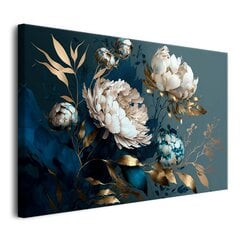 Vaizdas ant drobės sienų paveikslai gyvenamajame kambaryje bijūnai aukso gėlės 80x120cm цена и информация | Репродукции, картины | pigu.lt