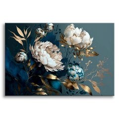 Vaizdas ant drobės sienų paveikslai gyvenamajame kambaryje bijūnai aukso gėlės 80x120cm цена и информация | Репродукции, картины | pigu.lt