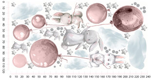 Kūdikių kambario lipdukai zuikučiai balionai dekoracijos rožinė ir pilka 120x240 цена и информация | Интерьерные наклейки | pigu.lt