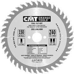 292.150.40H CMT Пила по дереву 150x20x40Z / поперечный распил / фанера цена и информация | Пилы, циркулярные станки | pigu.lt