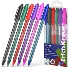 Набор шариковых ручек ErichKrause Ultra Glide U-108 Stick Color, 1,0 мм, 6 ручек цена и информация | Письменные принадлежности | pigu.lt