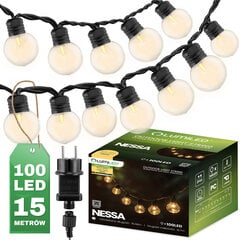 Sodo Girland lauko apšvietimo grandinė 16 m 100x LED 3000K NESSA LUMILED цена и информация | Уличные светильники | pigu.lt