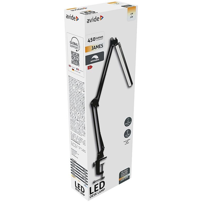 Avide LED stalinis šviestuvas James 12W USB kaina ir informacija | Staliniai šviestuvai | pigu.lt