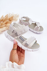 Children's Sandals with Velcro Big Star LL374201 White-Silver 26600-72 цена и информация | Спортивная обувь, кроссовки для женщин | pigu.lt