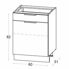 NOVO apatinė virtuvės spintelė 60 cm su stalčiumi, balta matinė цена и информация | Кухонные шкафчики | pigu.lt