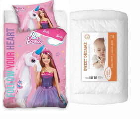 Vaikiškos lovytės komplektas 100x135 Antklodė + patalynė Barbie Princess Fairytale kaina ir informacija | Paklodės | pigu.lt