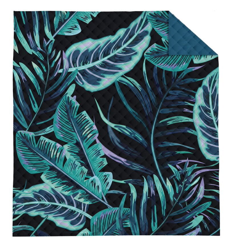 Lovos užtiesalas 170x210 "Dutch Foliage" Navy Blue Turquoise kaina ir informacija | Paklodės | pigu.lt