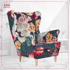 ARI PRINT Skandinaviškas fotelis su atlošu Šeimos baldai bijūnų gėlės 3D raštas kaina ir informacija | Svetainės foteliai | pigu.lt