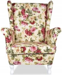 Minkštas fotelis ARI PRINT su skandinaviška kojų atrama Family Furniture light roses цена и информация | Кресла в гостиную | pigu.lt