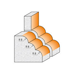 CMT CORIAN DEKORATYVINIO FREZAVIMO ANTGALIS R8 D66,7 I41,3 S12 MM kaina ir informacija | Frezos | pigu.lt