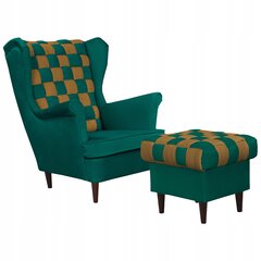 "Carol Duo" fotelis su atrama kojoms Skandinavijos šeimos baldai žalias geltonas kaina ir informacija | Svetainės foteliai | pigu.lt