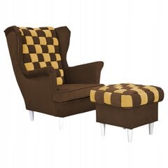 "Carol Duo" fotelis su atrama kojoms Skandinaviški šeimos baldai rudai geltonas kaina ir informacija | Svetainės foteliai | pigu.lt