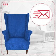 "Max" skandinaviškas fotelis su ausinėmis Šeimos baldai mėlynas veliūras malonus liesti kaina ir informacija | Svetainės foteliai | pigu.lt