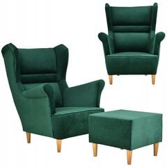 "Zoja" fotelis su kojūgaliu Skandinavijos šeimos baldai Pufas žalias kaina ir informacija | Svetainės foteliai | pigu.lt