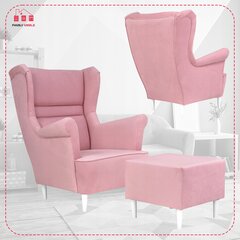 Zoja fotelis su kojų atrama Scandinavian Family Furniture powder pink kaina ir informacija | Svetainės foteliai | pigu.lt