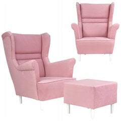 Zoja fotelis su kojų atrama Scandinavian Family Furniture powder pink kaina ir informacija | Svetainės foteliai | pigu.lt