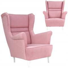 "Zoja" skandinaviškas fotelis rožinės spalvos švelniai pudros rožinės spalvos iš Family Furniture kaina ir informacija | Svetainės foteliai | pigu.lt