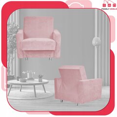 "Alice" atsilenkiantis fotelis su konteineriu "Family Furniture" pudros rožinės spalvos kaina ir informacija | Svetainės foteliai | pigu.lt