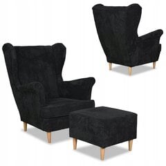 "Bonito" fotelis su skandinaviška atrama kojoms "Family Furniture" juodas velvetas kaina ir informacija | Svetainės foteliai | pigu.lt