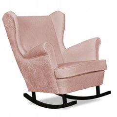 Gaja Skandinaviškas supamasis krėslas Šeimos baldai pudros rožinės spalvos šviesus veliūras kaina ir informacija | Svetainės foteliai | pigu.lt