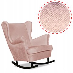 Gaja Skandinaviškas supamasis krėslas Šeimos baldai pudros rožinės spalvos šviesus veliūras kaina ir informacija | Svetainės foteliai | pigu.lt