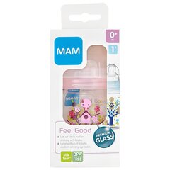 Стеклянная бутылочка для кормления Mam Feel Good, 0 мес+, 170 мл цена и информация | Бутылочки и аксессуары | pigu.lt