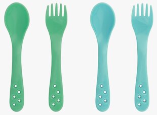 Vaikiški įrankiai Bambino Little Scooper! Fork & Spoon, 12 mėn+, 4 vnt. kaina ir informacija | Kūdikių indai, indeliai pienui ir įrankiai | pigu.lt