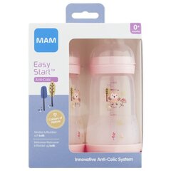 Kūdikių buteliukų rinkinys Mam Easy Start Anti-Colic, rožiniai, 0 mėn+, 260 ml, 2 vnt. kaina ir informacija | Buteliukai kūdikiams ir jų priedai | pigu.lt