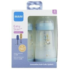 Buteliukas Mam Easy Start Anti-Colic, 0+ mėn, 260 ml, 2 vnt. kaina ir informacija | Buteliukai kūdikiams ir jų priedai | pigu.lt