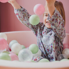 Apvalus kamuoliukų baseinas MeowBaby, 90x40 cm, 300 kamuoliukų, rožinis kaina ir informacija | Žaislai kūdikiams | pigu.lt
