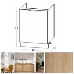 Plautuvės spintelė Furnival Novo, 60 cm, ruda цена и информация | Кухонные шкафчики | pigu.lt