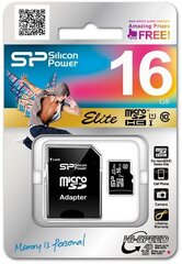 Карта памяти Silicon Power 16ГБ microSDHC 10 класс с SD адаптером цена и информация | Карты памяти для телефонов | pigu.lt