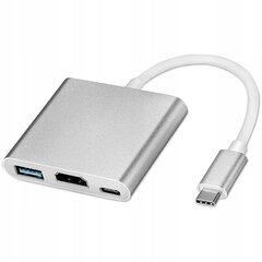 Adapteris "3-in-1" USB-C + USB + HDMI 4K kaina ir informacija | Adapteriai, USB šakotuvai | pigu.lt