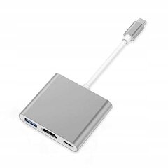 Adapteris "3-in-1" USB-C + USB + HDMI 4K kaina ir informacija | Adapteriai, USB šakotuvai | pigu.lt