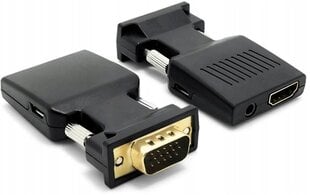 Переходник с VGA на HDMI + аудио кабель, 3.5 мм цена и информация | Адаптеры, USB-разветвители | pigu.lt