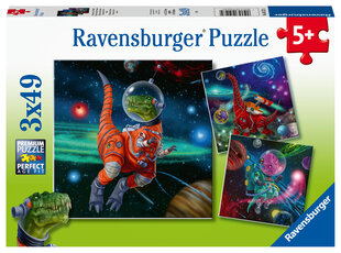 galvosūkis ravensburger 3x49 vnt dinozaurų pasaulis kaina ir informacija | Dėlionės (puzzle) | pigu.lt