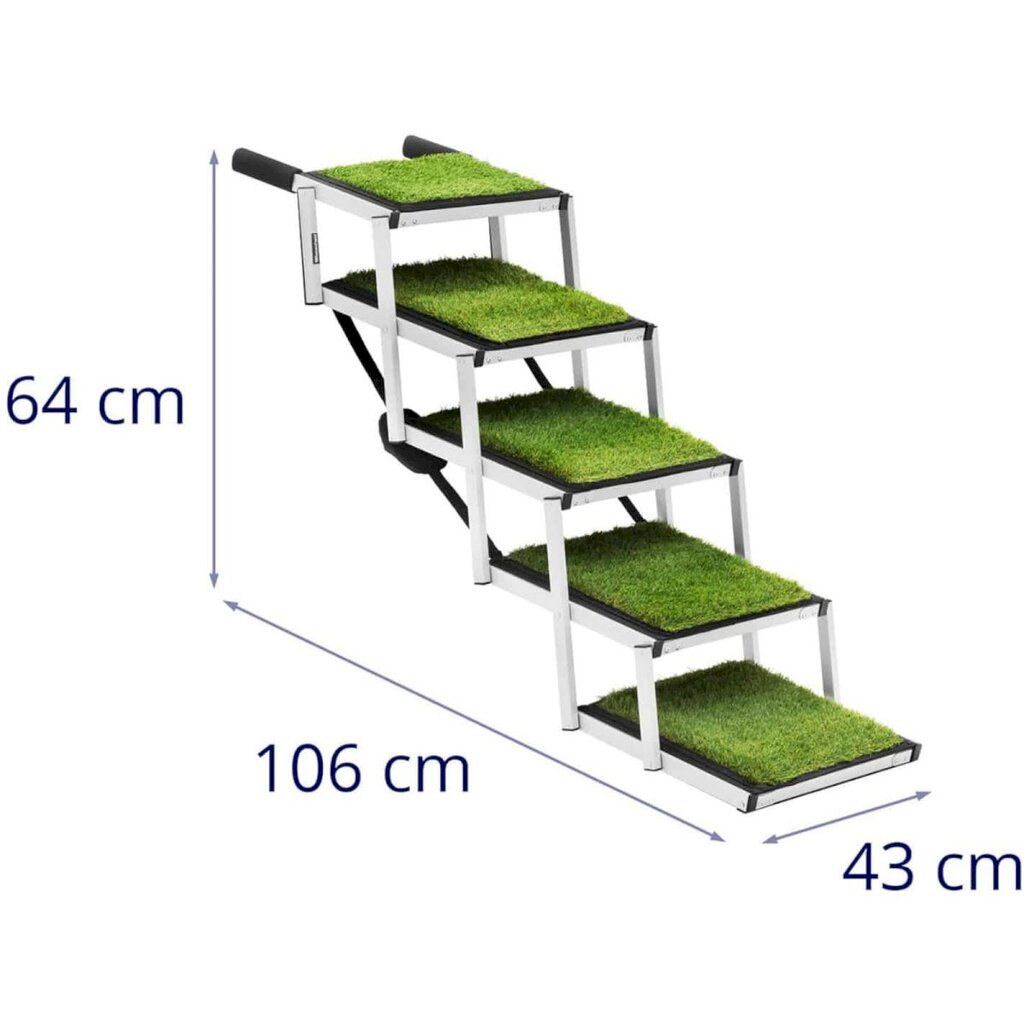 Sulankstomi šuns laiptai su dirbtine žole, Wiesenfield WIE-PETSTEP-1041, 64 cm. aukščio iki 68 kg, 5 pakopos kaina ir informacija | Kitas turistinis inventorius | pigu.lt