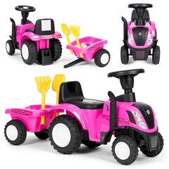Детский интерактивный трактор с прицепом, New Holland, 20 см. x 88 см. x 43 см, розовый цена и информация | Электромобили для детей | pigu.lt