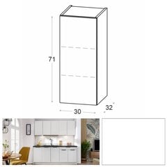 Viršutinė virtuvės spintelė NOVO 30 cm, balta matinė kaina ir informacija | Virtuvinės spintelės | pigu.lt