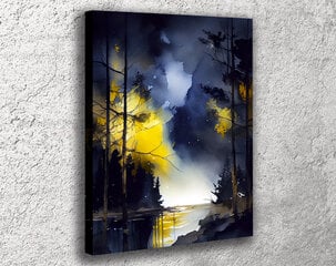 Paveikslas Ant Drobės naktinio ežero akvarelės 20x30 cm цена и информация | Репродукции, картины | pigu.lt