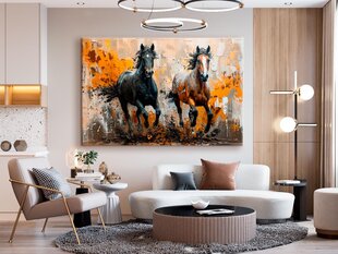 Paveikslas Ant Drobės arkliai kelyje menas 110x80 cm цена и информация | Репродукции, картины | pigu.lt