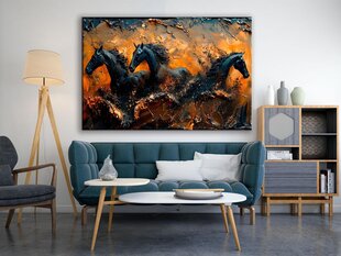 Paveikslas Ant Drobės juodieji arkliai meno auksas 110x80 cm цена и информация | Репродукции, картины | pigu.lt