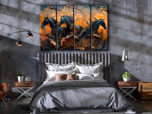 Paveikslas Ant Drobės juodieji arkliai meno auksas 160x110 cm цена и информация | Репродукции, картины | pigu.lt